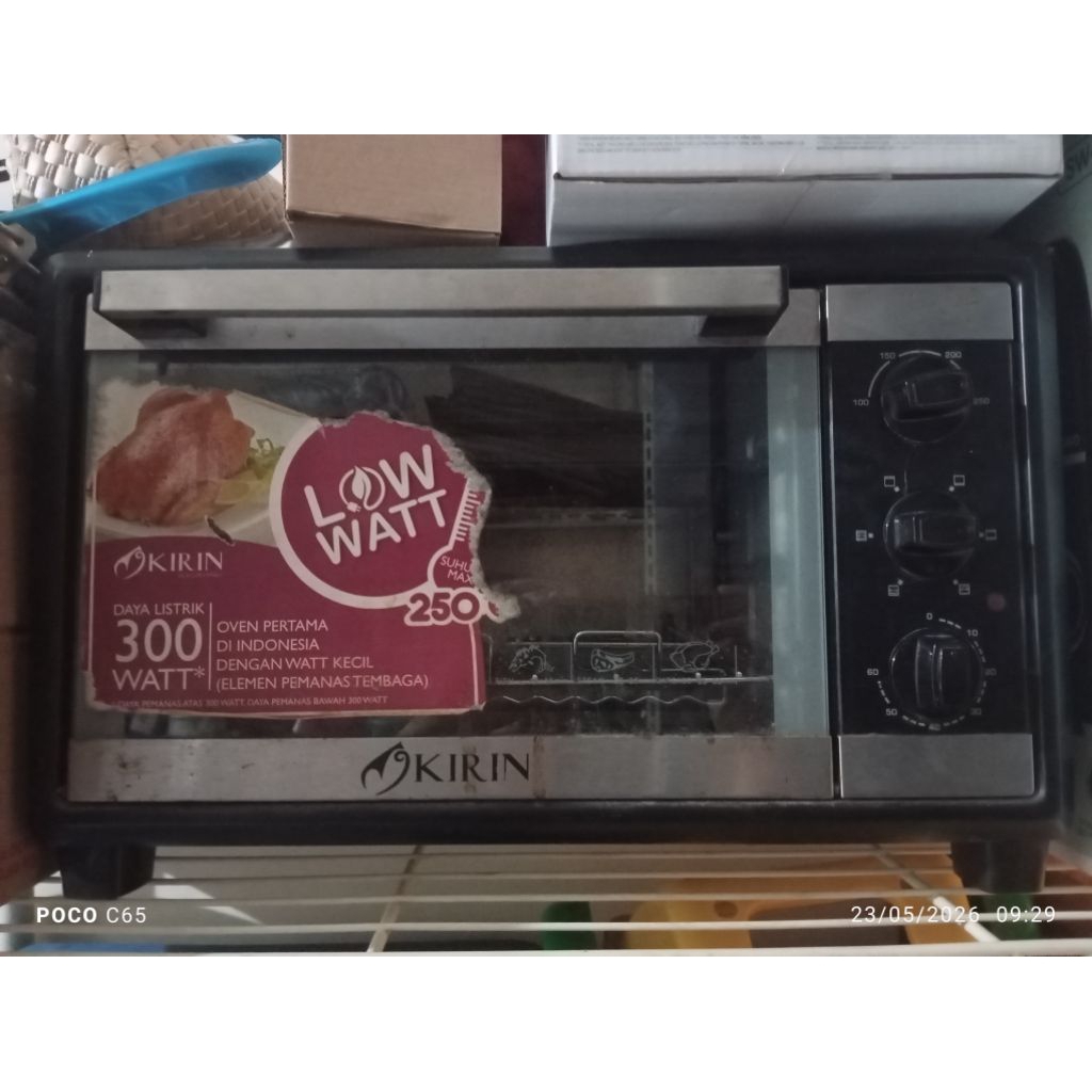 Oven listrik Kirin 20 liter low watt api atas bawah