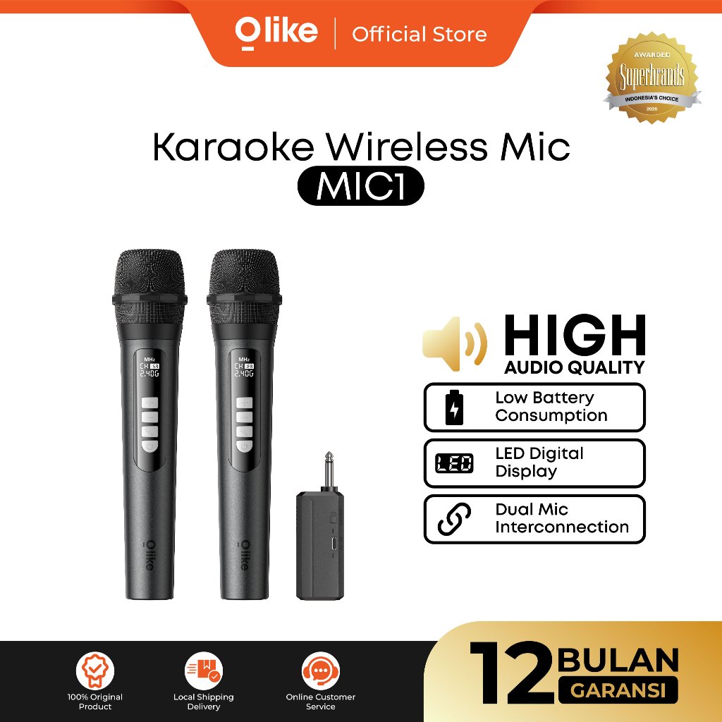 Olike Mic Wireless Portable MIC1 Wireless MIcrophone Natural Sound Dual Mic Interconnection SupportM