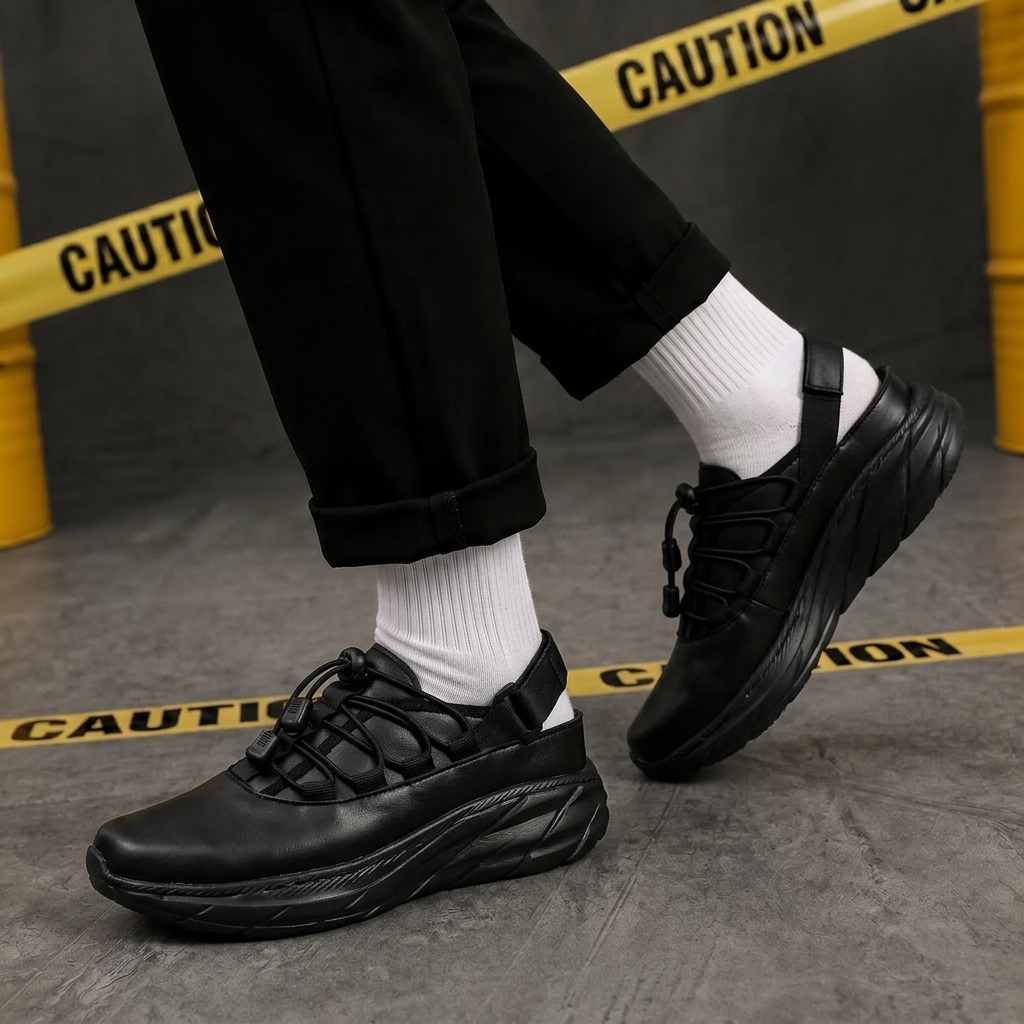 Sepatu Formal Loafers Hitam Sole Phylon Tebal Kerja