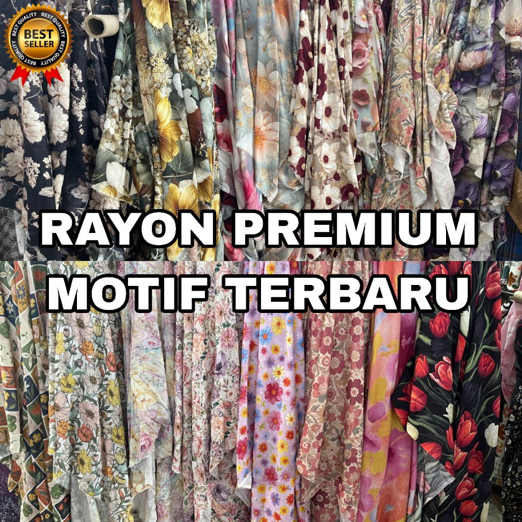 Kain Katun Rayon Viscose Premium  Motif Bunga Bestseller| Katun Rayon | Daster | Piyama | Dress | Ro