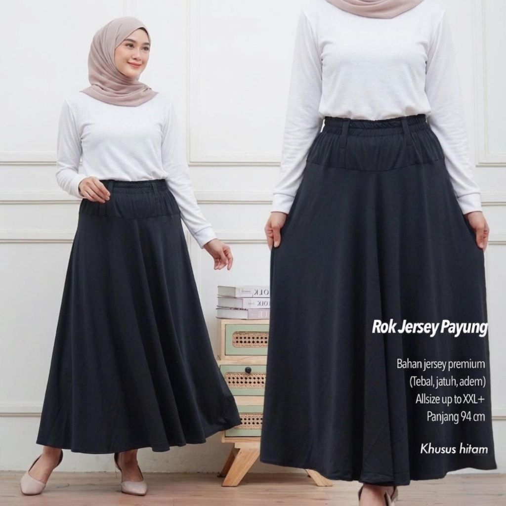 ROK JERSEY HITAM / ROK PAYUNG JERSEY TEBAL XXL