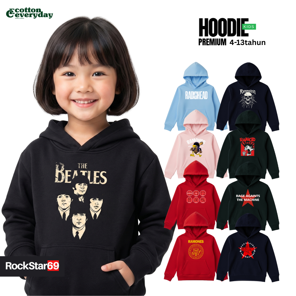 Sweater Hoodie Anak Band Colour Sepultura, RHCP, Sex Pistols, Radiohead Cotton Everyday / Jaket Anak