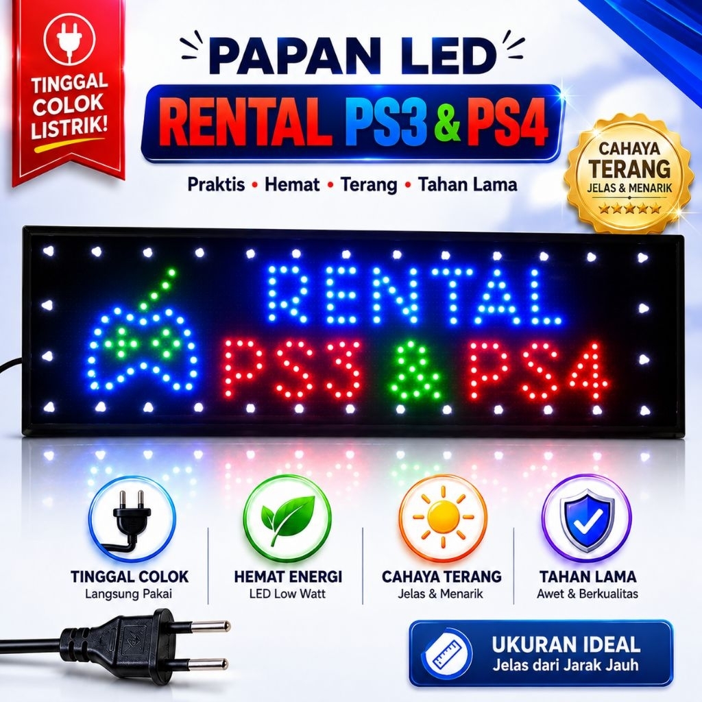Tulisan lampu led sign RENTAL PS3 PS4 icon stik new