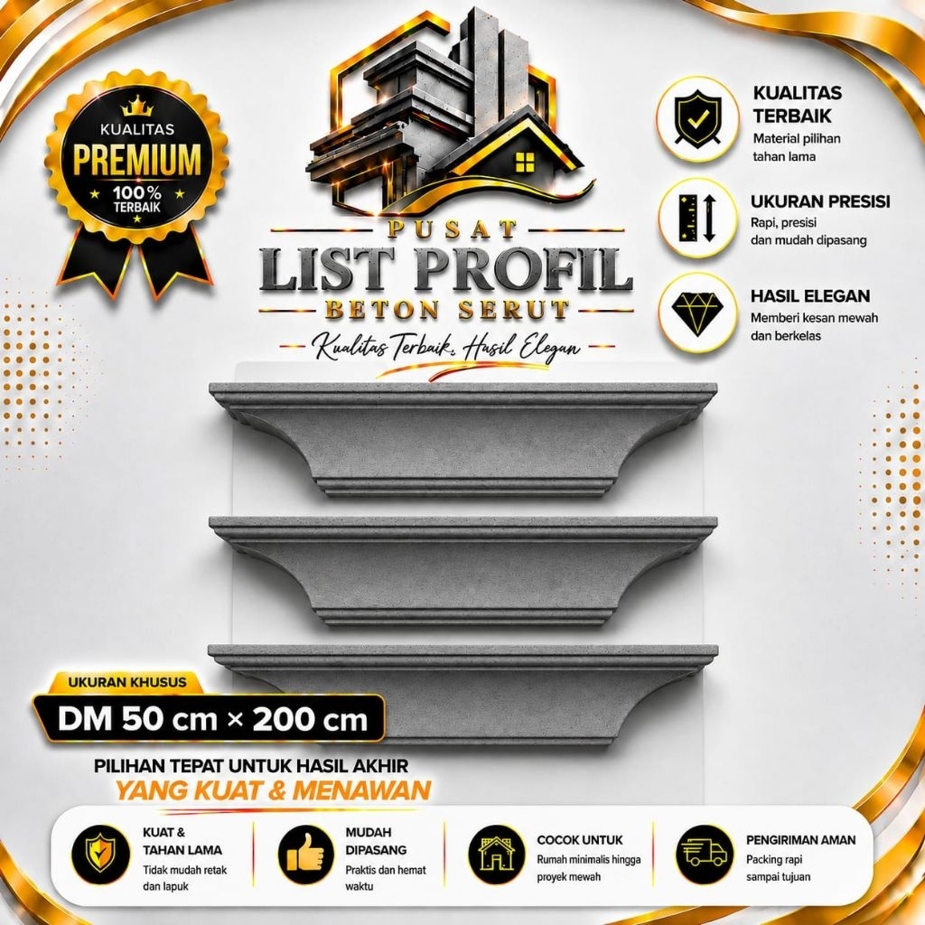 Lisplang Profil Beton List Profil Beton Ukuran 50 × 200 cm