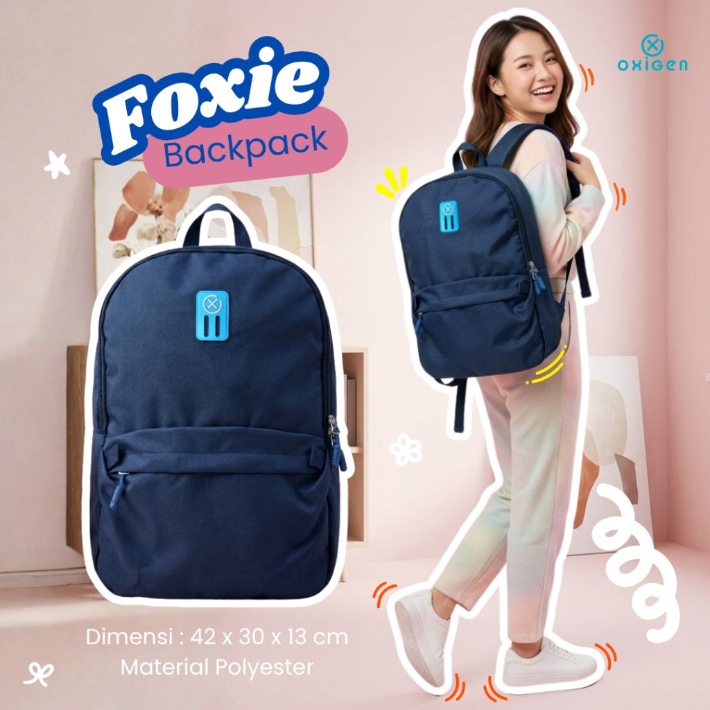 Oxigen Foxie Tas Ransel Laptop Wanita Polyester Backpack Free Raincover