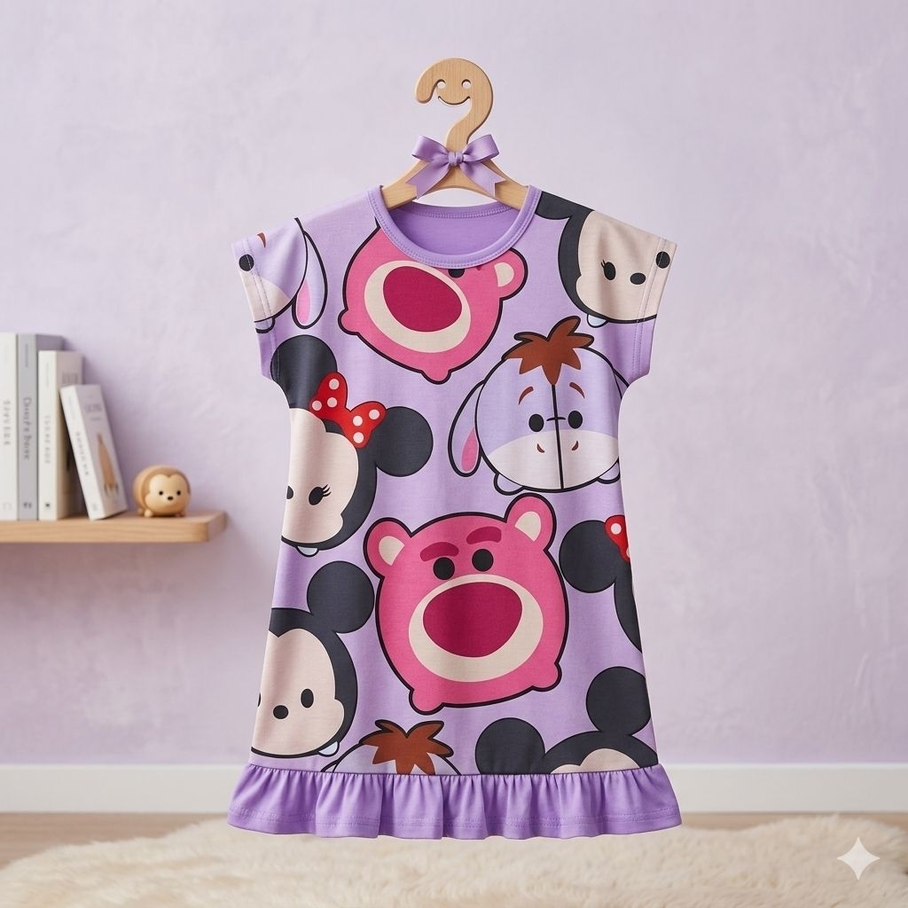 BAJU TIDUR DASTER ANAK PEREMPUAN L0TS0 DEDINA SML XL-3L