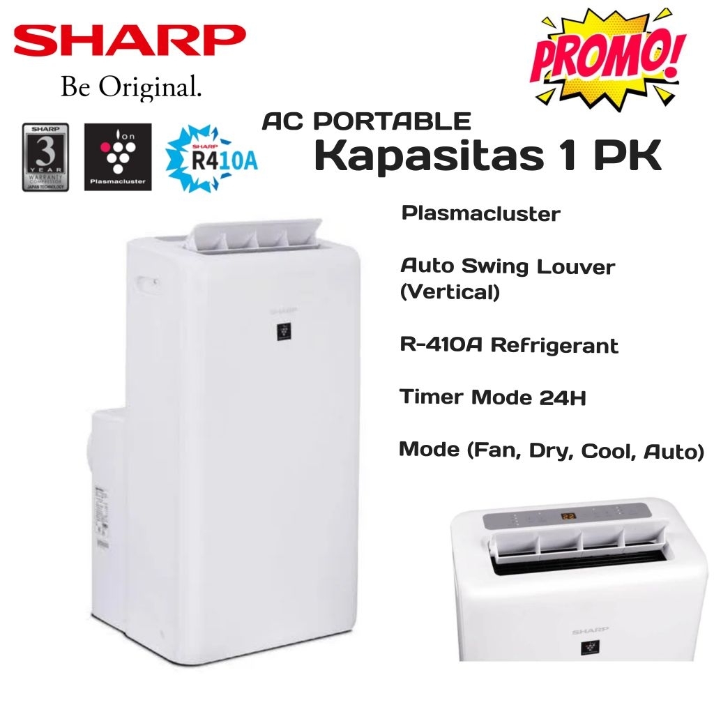 SHARP AC PORTABLE 1 PK SHARP CV-P10ZCY / CVP10ZCY AC Portable 1 PK Air Conditioner 1 PK ION PLASMACL