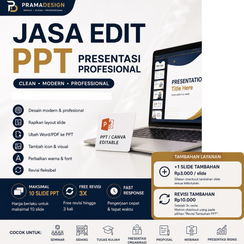 Pembuatan dan Edit PPT untuk Presentasi Tugas Sekolah, Kuliah dsb