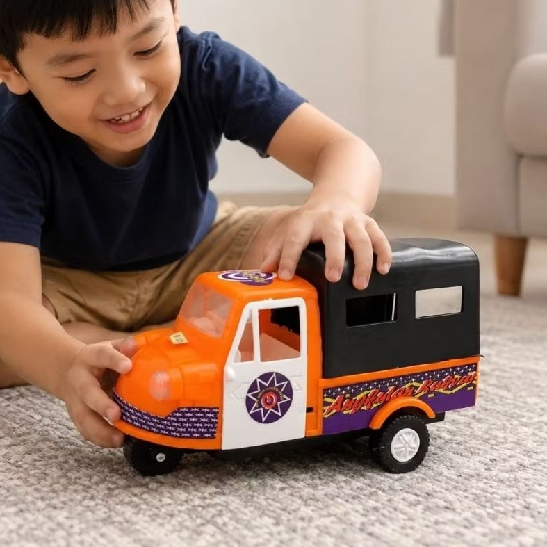 Mainan bemo antik - miniatur becak motor edukasi - anak edukatif