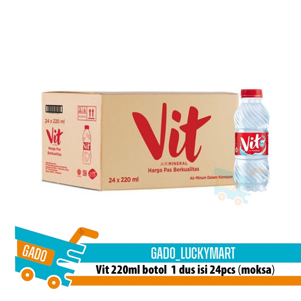 Vit 220 ml botol 1 dus/vit botol kecil moksa 1 dus karton box/air mineral botol
