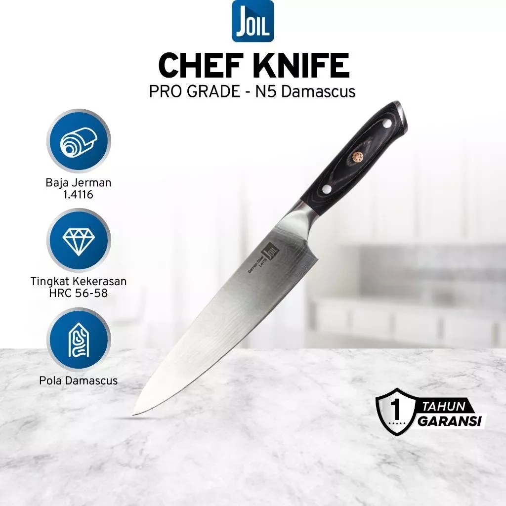 Joil Pisau Dapur Chef Knife Germany Steel N5-Damascus