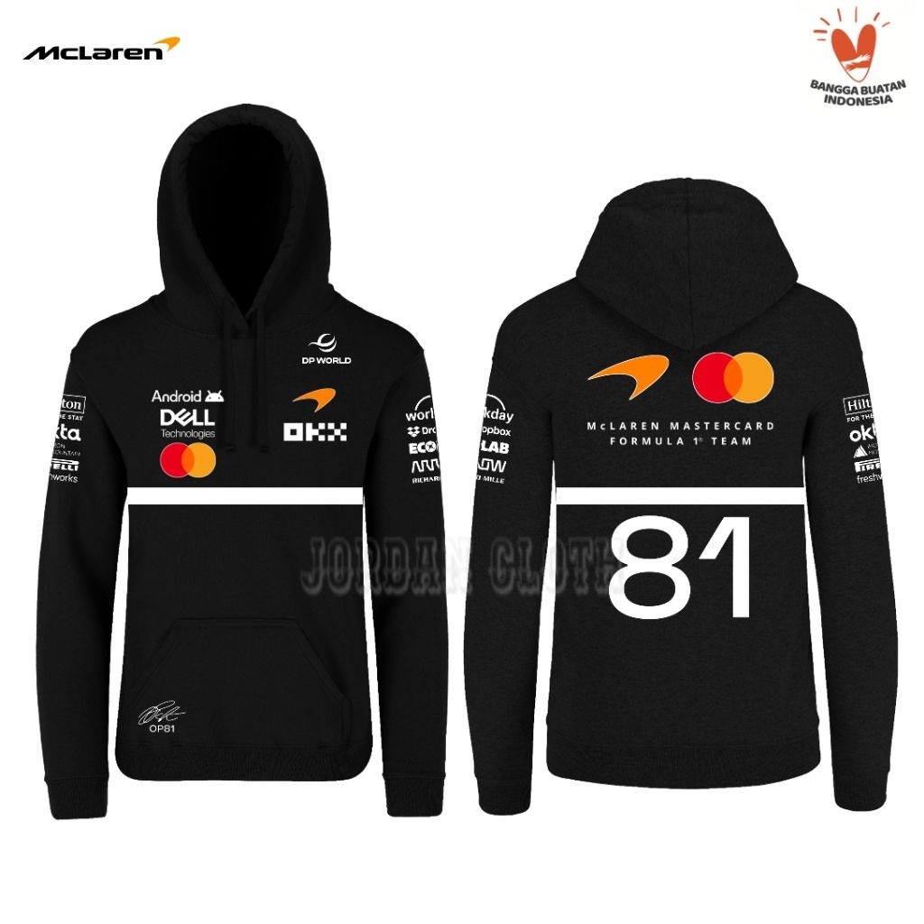 Hoodie Jaket Sweater McLaren Team 2026 Oscar Piastri Formula One F1