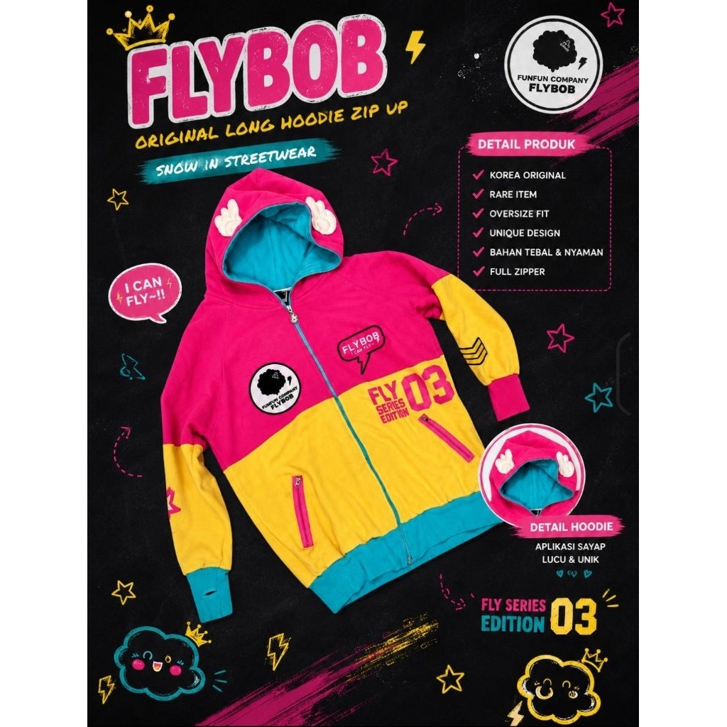 Jaket Hoodie Korea FLYBOB Original Rare Harajuku Oversize Y2K Streetwear
