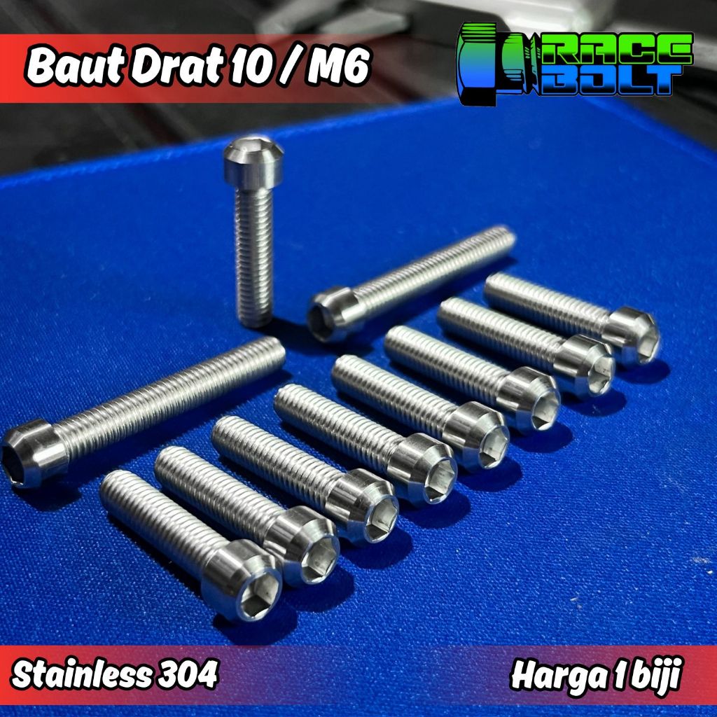 Baut Drat 10 Baut M6 L Stainless sus 304 custom model titanium polos anti karat