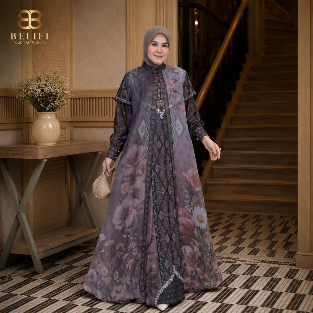BELIFI | Jihan Sheer Silhouette Gamis Premium Desain Jubah Organza Mewah