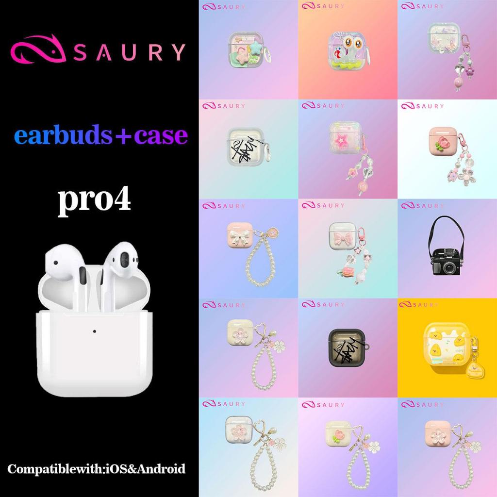 Saury Pro 4 (FREE CASE)TWS Pro4 Wireless BluetoothEarphones Build-in Mic Headphone EarbudsInpods for