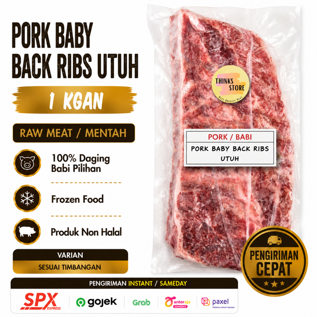 Daging Babi - Iga Babi Baby Back Ribs - Iga Babi Utuh Murni