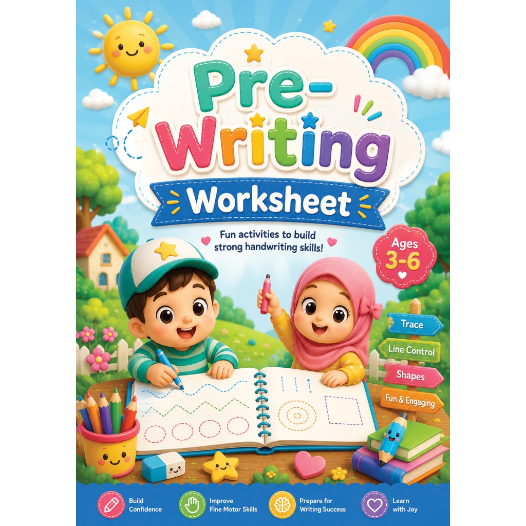 Worksheet Pre Writing Anak PDF | Belajar Menulis Dasar PAUD TK