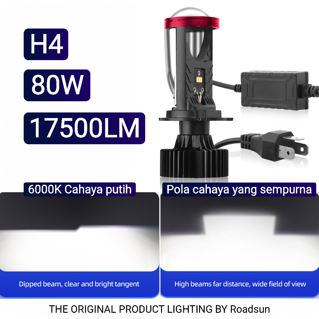 Roadsun lampu led motor 22000LM LED lampu H4 80W lampu motor depan super terang