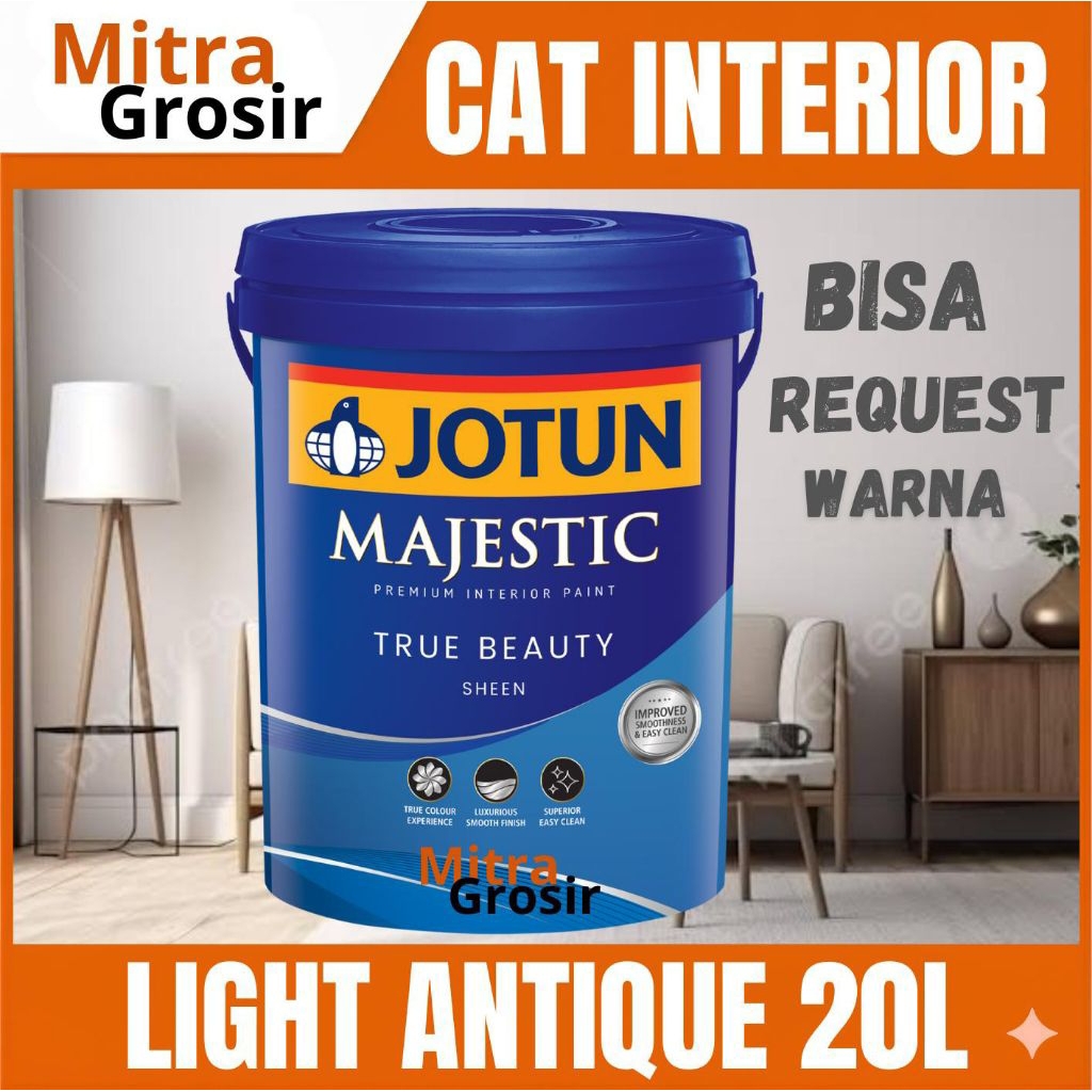 CAT TEMBOK JOTUN  20 LITER | JOTUN MAJESTIC TRUE BEAUTY SHEEN 20 LITER LIGHT ANTIQUE | CAT ANTI NODA