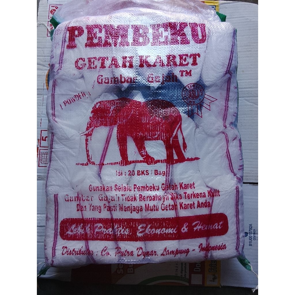 pembeku getah karet cap gajah,1sak isi 20 bungkus bonus mangkok 20 pcs