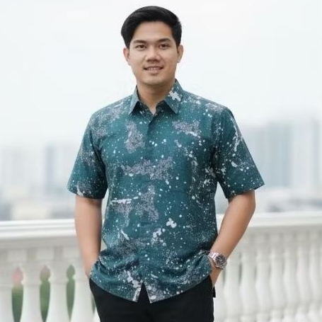 PENDEK MOTIF CIPRUT HIJAU Baju Batik Pria Kain Katun Premium Lengan Pendek Lapisan Furing #KemajaBat