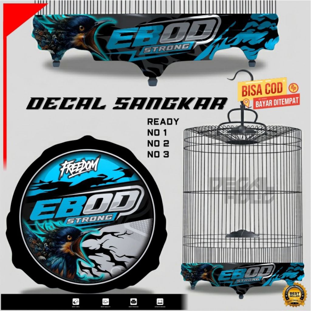 STICKER DECAL SANGKAR BURUNG MURAI NO2 EBOD STRONG MOTIF GRAFIS BIRU