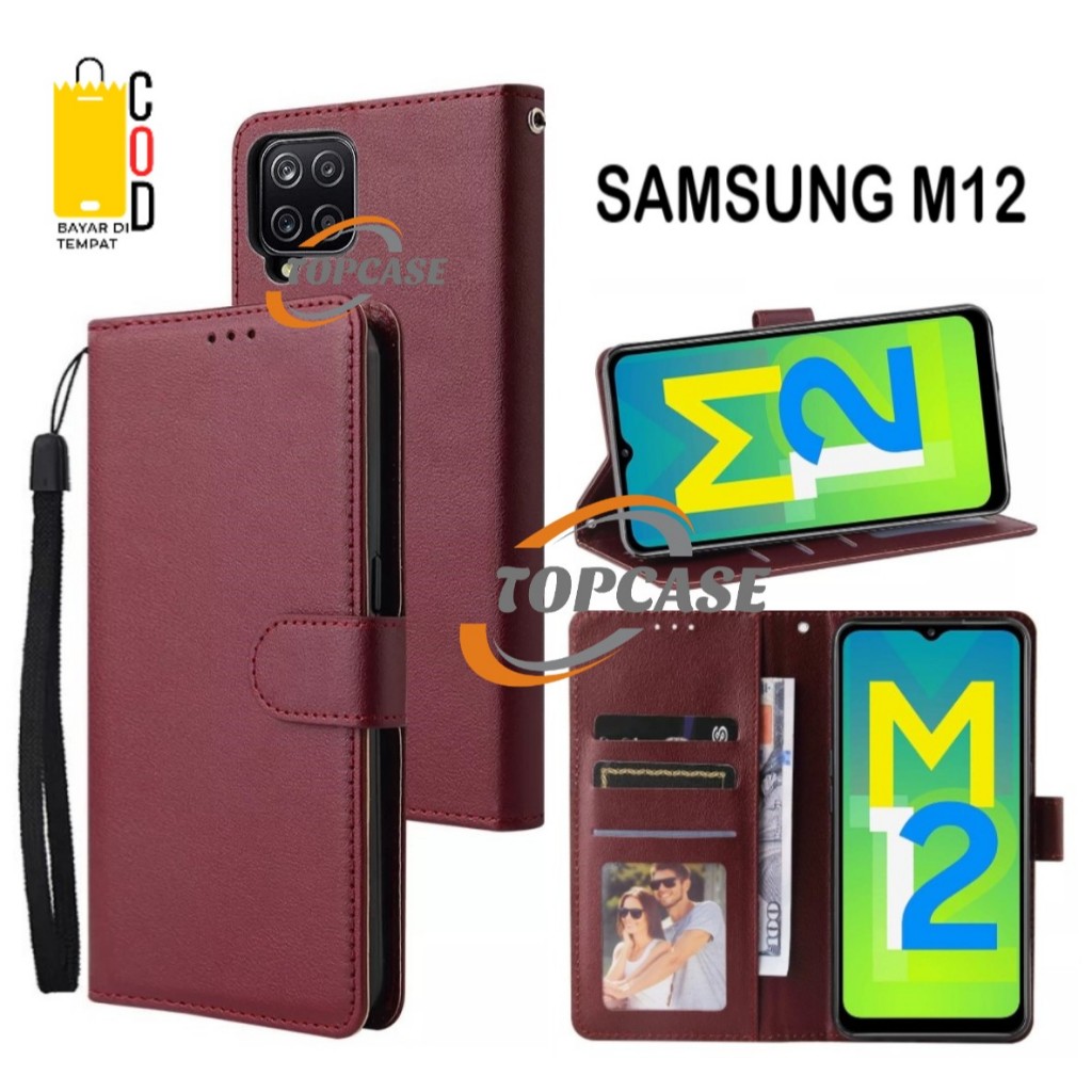 Flip Case Kulit SAMSUNG M12 Casing Wallet Dompet