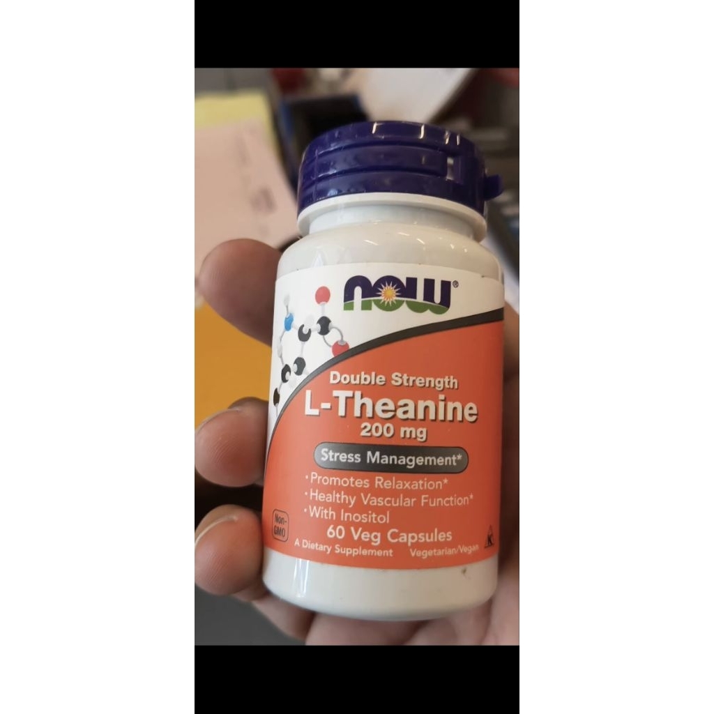Now Foods Theanine 200 mg Inositol 100 mg 60 Capsules L-Theanine