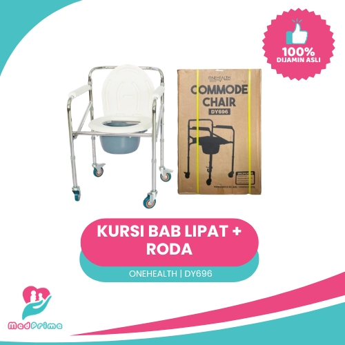 Kursi BAB Toilet Lipat Dengan Roda Commode Chair Untuk Lansia