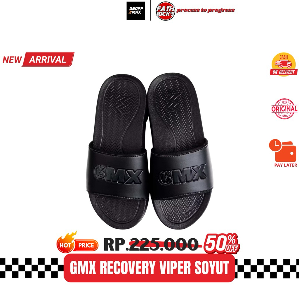 Sandal Geoff Max Original - Viper Soyut Black Recovery Sandal Pria & Wanita