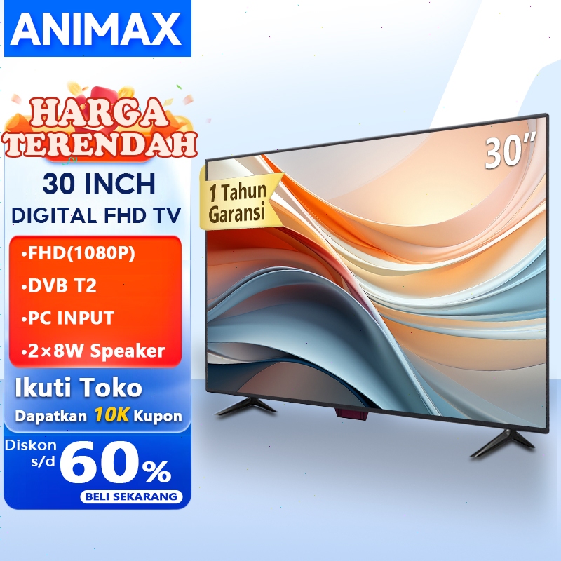Animax Sakura TV LED 27 inch/30 inch/32 inch TV Digital Televisi FHD Televisi LED Garansi 1Tahun S27