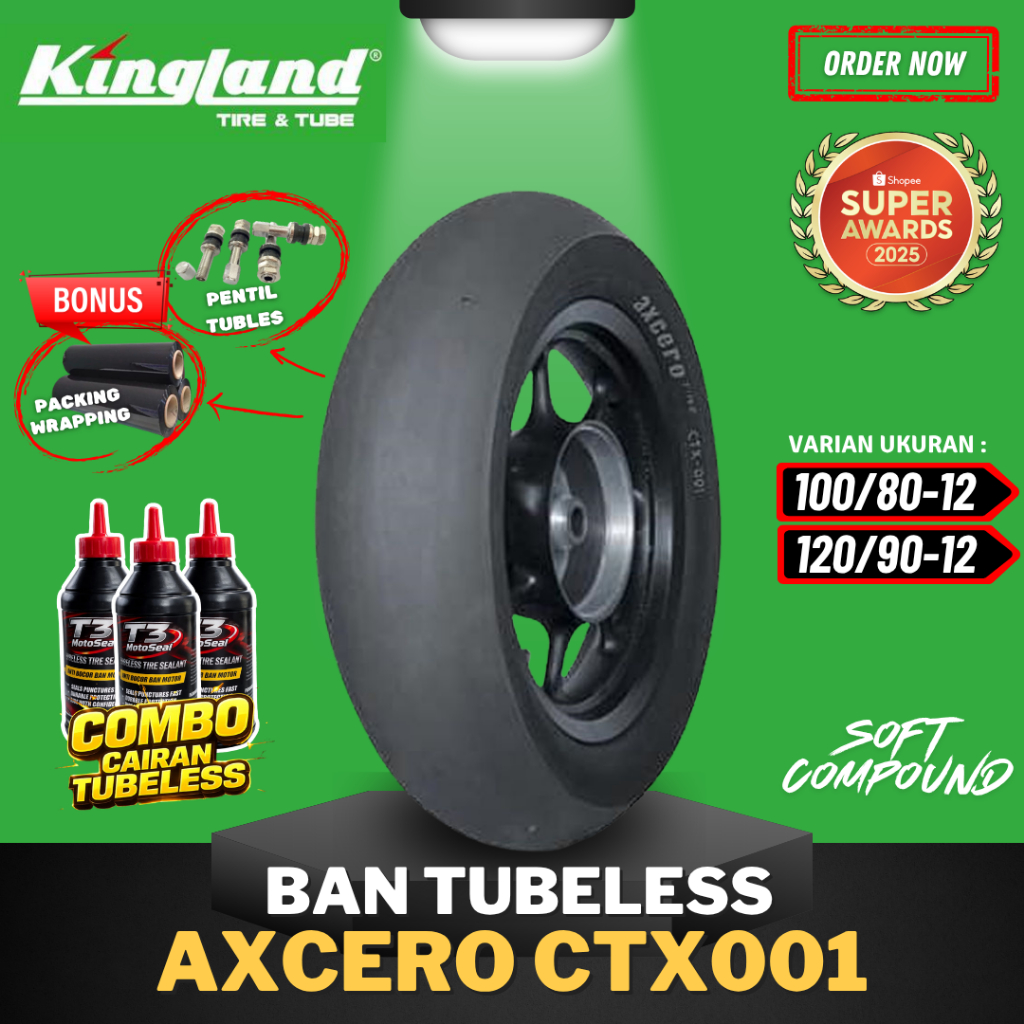 [READY COD] BAN KINGLAND AXCERO CTX001 ( 100/80-12 / 120/90-12 ) SOFT COMPOUND RING 12 / BAN BALAP S