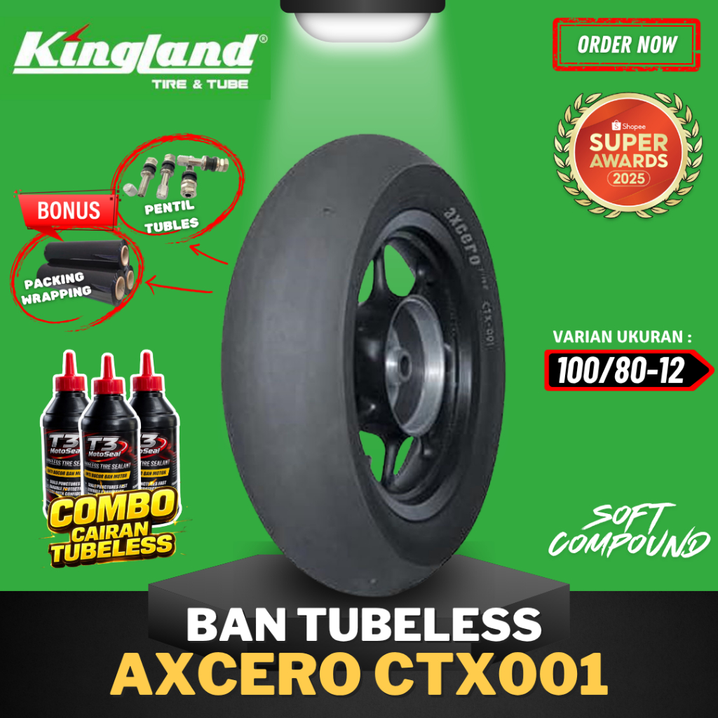 [READY COD] BAN KINGLAND AXCERO CTX001 ( 100/80-12 ) SOFT COMPOUND RING 12 / BAN BALAP SOFT COMPOUND