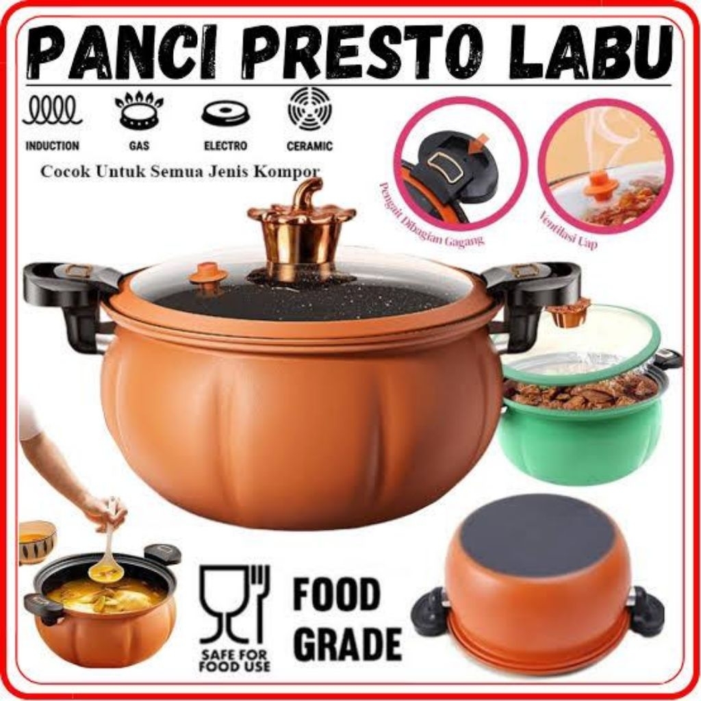 Panci Presto 8 Liter - Anti Lengket, Kapasitas Besar, Gagang Anti Panas