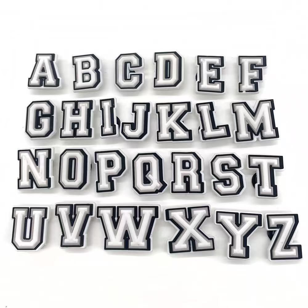 Shoes Charm Aksesoris Hiasan Pin Sandal Cross Karakter Lucu Motif A-Z Huruf Angka 1-0