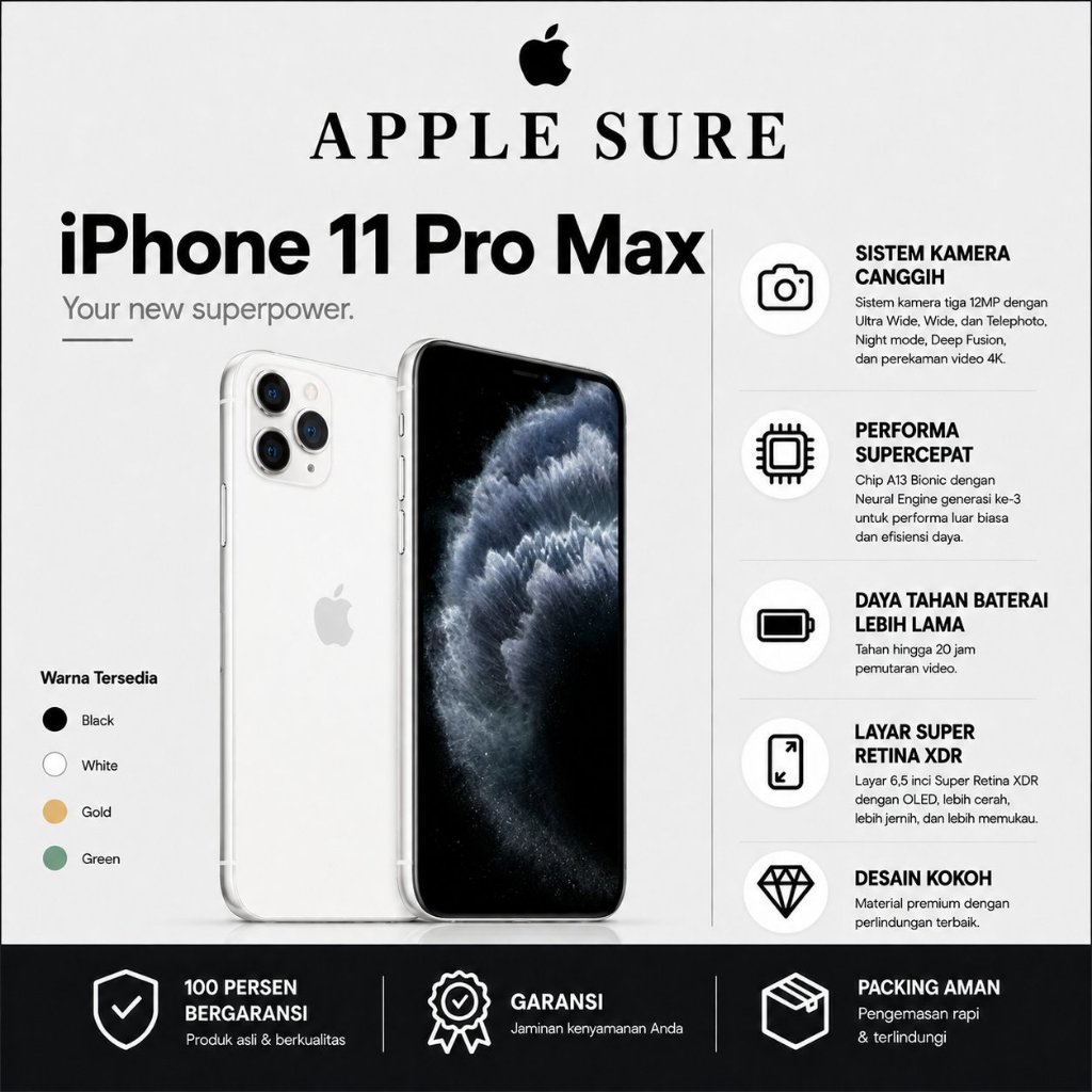 Apple iPhone 11 PRO MAX 64GB 256GB FULLSET SECOND HAND INTERNASIONAL ORI BERGARANSI