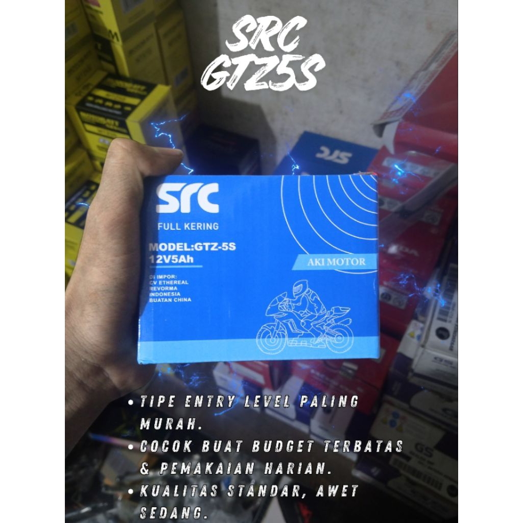 Aki Motor SRC GTZ-5S Termurah Original - Honda Beat Vario Scoopy Yamaha Mio Medan-Indonesia