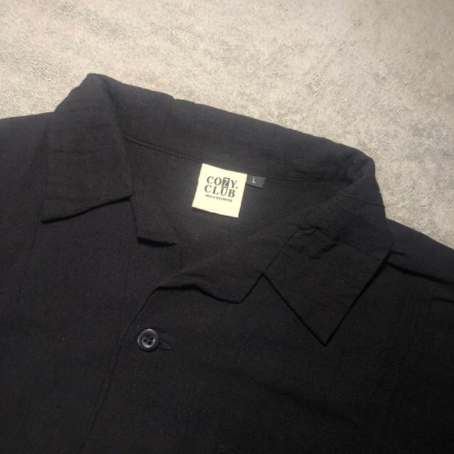 [Preloved] COZYCLUB Cuban Bowling Boxy Oversized Linen Shirt  | Kemeja Linen Bowling Polos Pria Kera