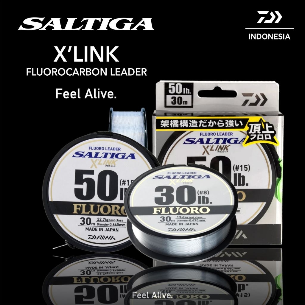 Senar Leader Pancing Daiwa Saltiga Fluorocarbon Leader X-Link 30 Meter