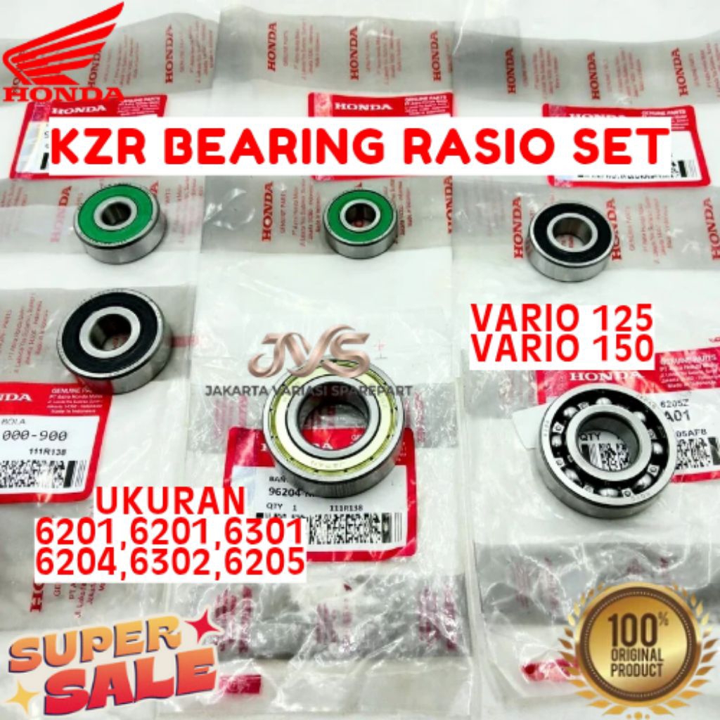 BEARING RASIO SET KODE KZR, BEARING RASIO VARIO 125, BEARING RASIO SET VARIO 150