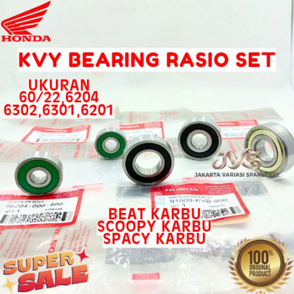 BEARING RASIO SET KODE KVY, BEARING RASIO BEAT KARBU, BEARING RASIO SET SCOOPY KARBU, BEARING RASIO 
