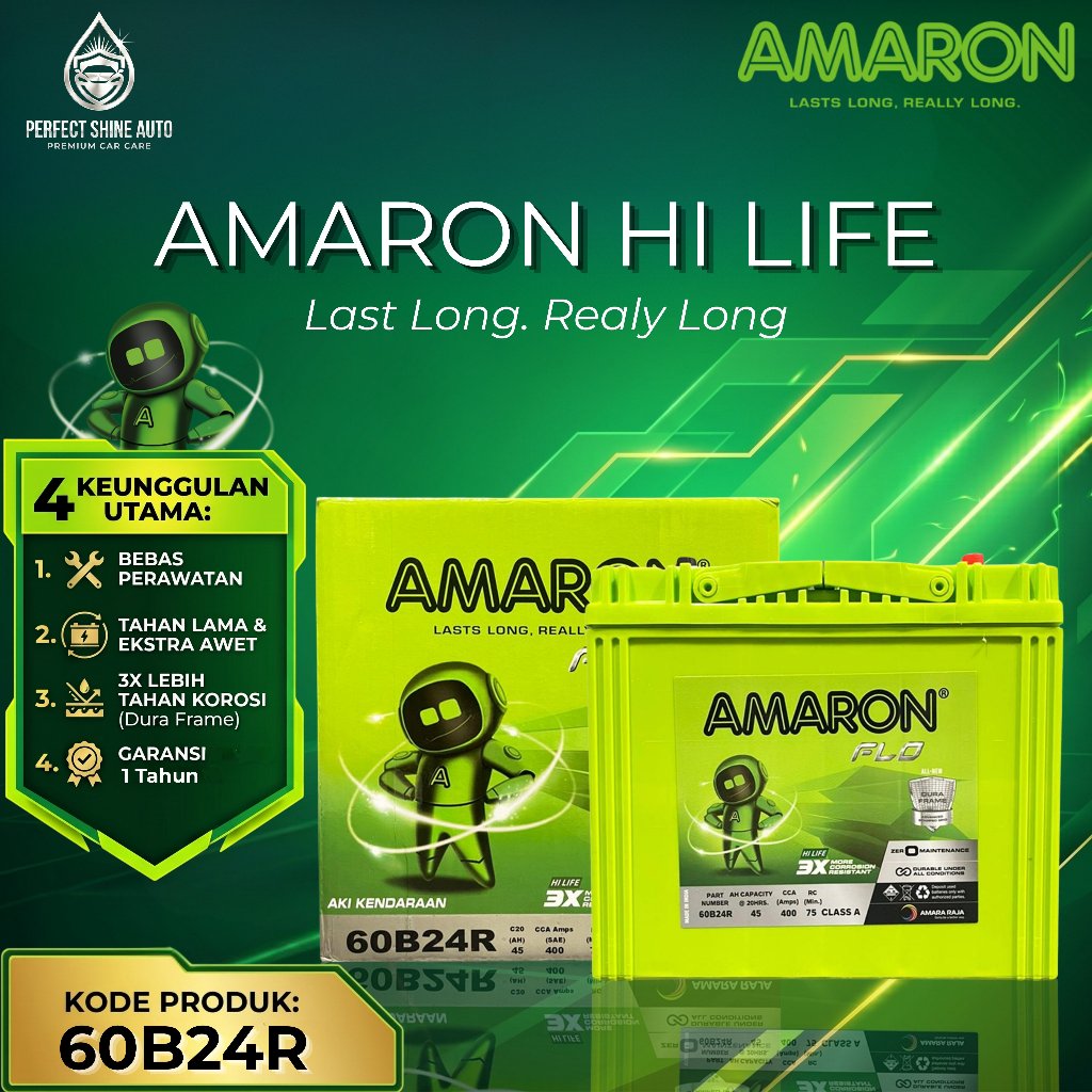 Amaron Hi Life Flo Aki Mobil Toyota Avanza NS60 45Ah Aki Kering