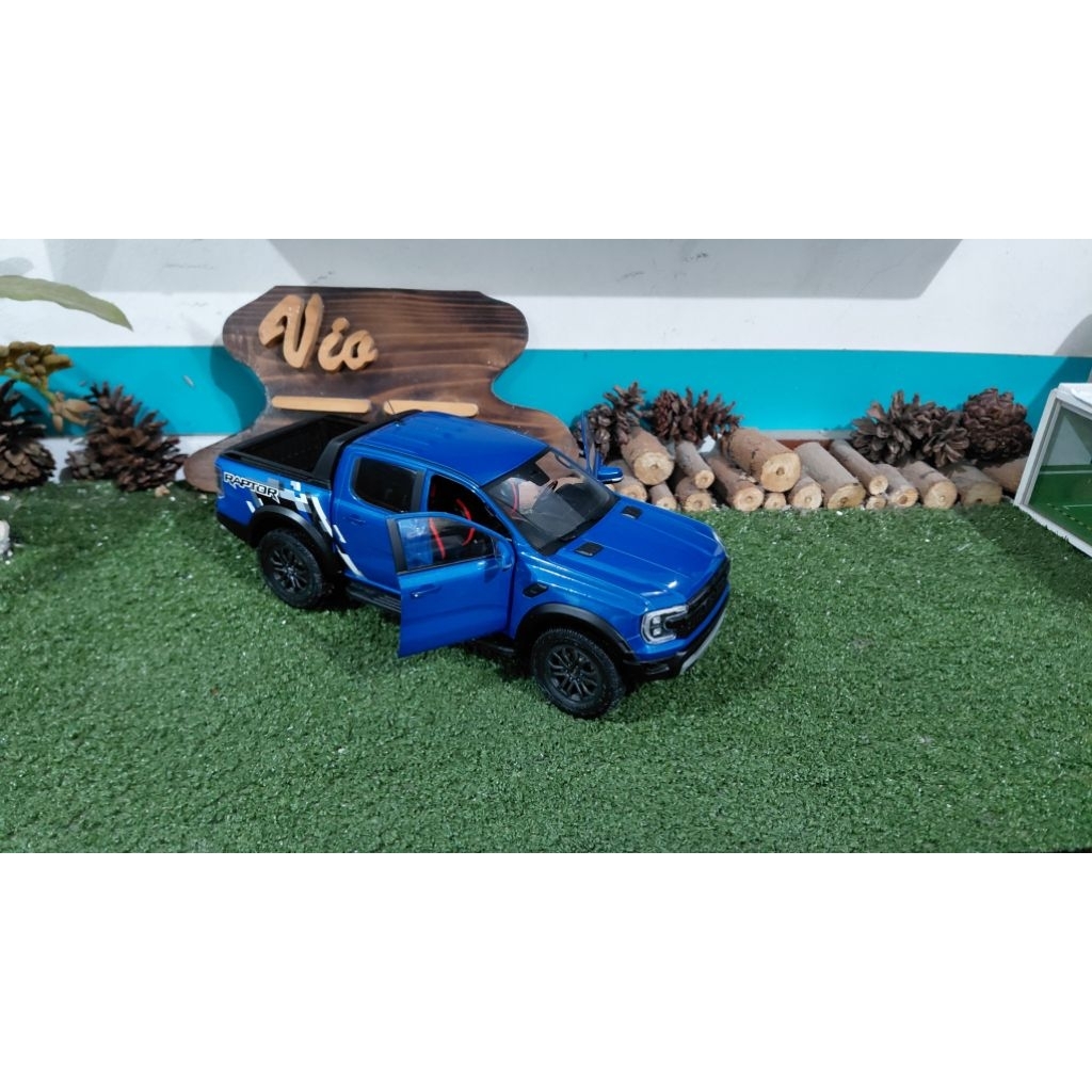 Diecast Miniatur Ford Ranger Raptor biru skala 1:18