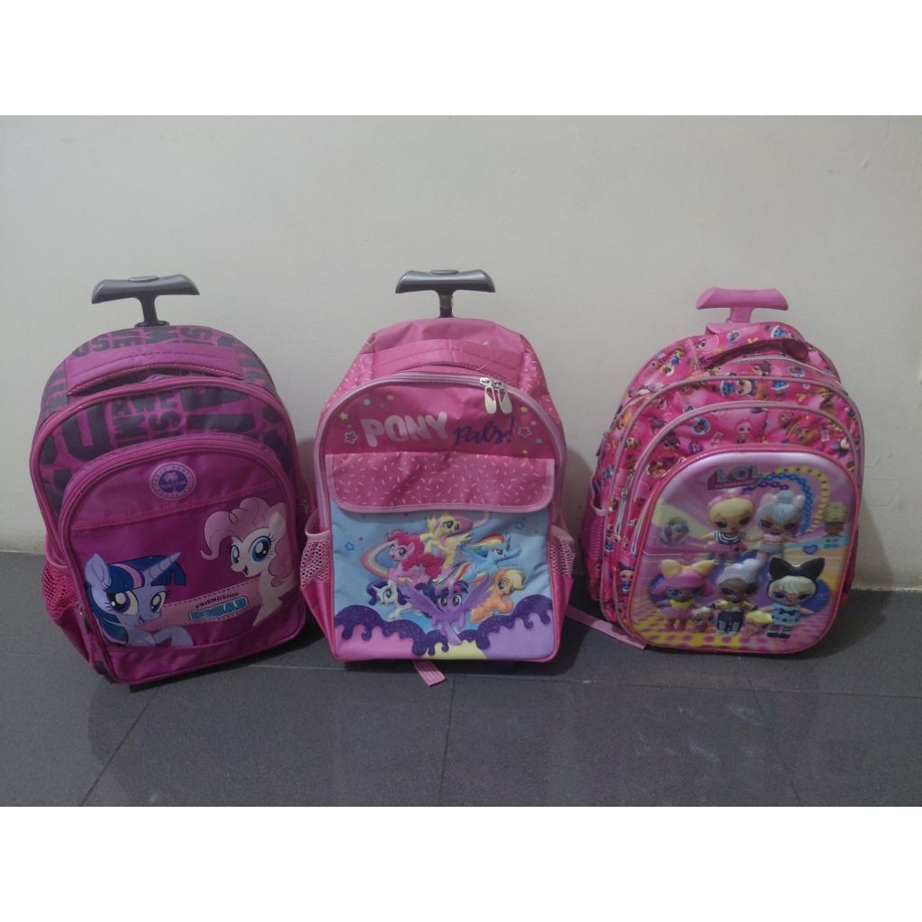 Bundling Preloved 3 Tas Trolley TK/SD motif anak perempuan