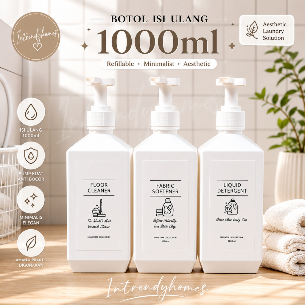 Botol Sabun Detergen 1000ml Refill Kosong Pump Tempat Sabun Cuci Piring Pel Pewangi