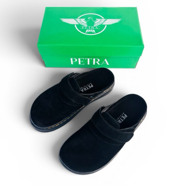 PETRA-Vero Black Suede-Sandal Spatu Mules Pria Moccasin