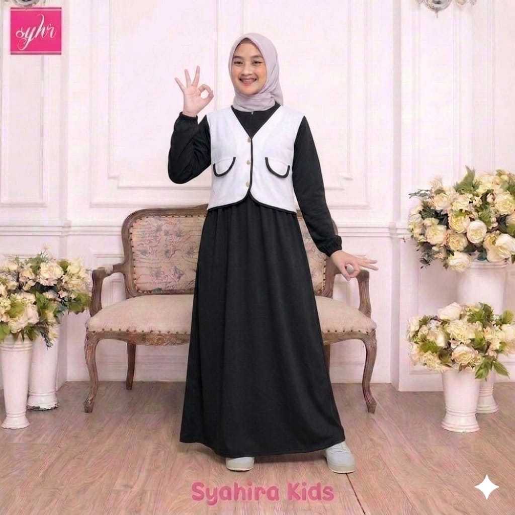 Gamis Anak Remaja Perempuan Wanita Dewasa seri Rompi Kekinian Terbaru 2026 usia 11-17 Tahun
