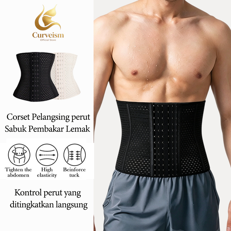 Korset Pria Pelangsing Perut Korset Perut Untuk Laki Laki Pembentuk Otot Breathable pengecil perut p