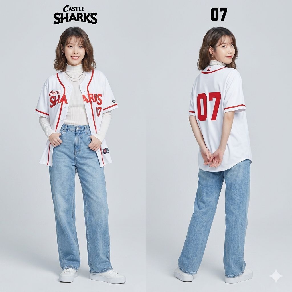 Jersey Baseball Castle Sharks x iu Outerwear WhiteRed - Custom Nama & Nomor - Bordir